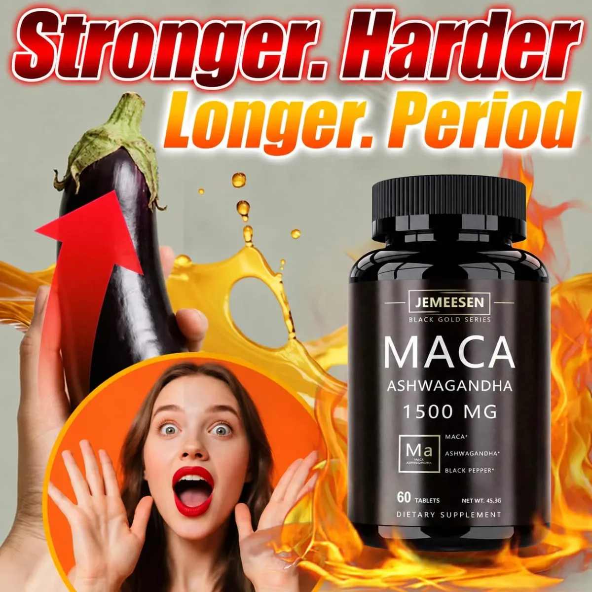 Økologiske Maca Root Powder Kapsler 1500mg indeholdende Maca Root Extract Ashwagandha Black Pepper Supplements for Mænd — image 1