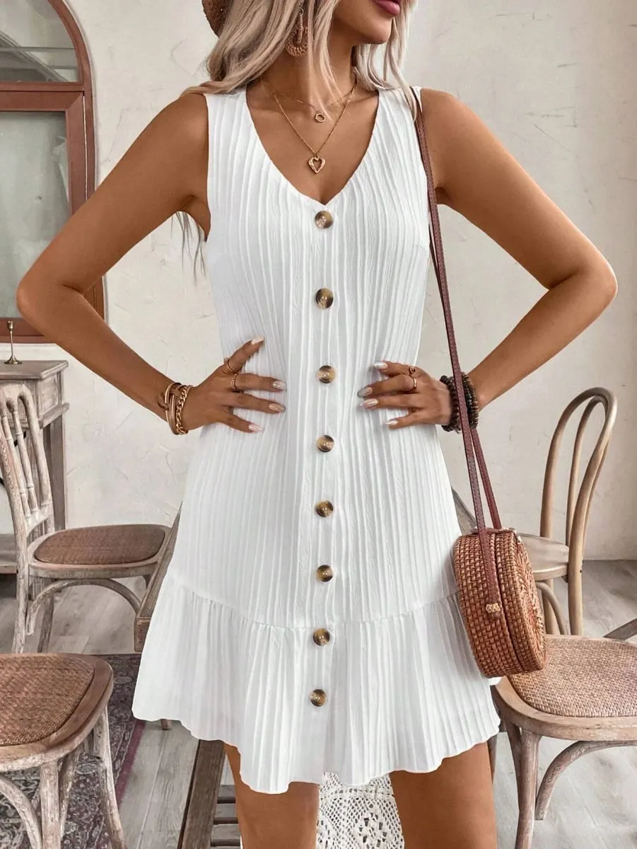 1 Piece V-Neck Elegant Summer Dress A-Line Design Comfortable and Breathable lotus Leaf Edge Grand and Elegant — image 5