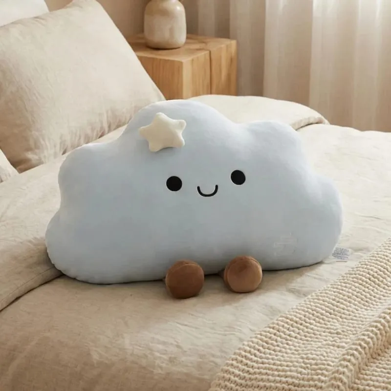 55*45CM Nordic Style Fluffly Soft White Blue Pink Weather Cloud Plush Toys Creative Stuffed Simulation Throw Pillow Sofa Cushion — image 9