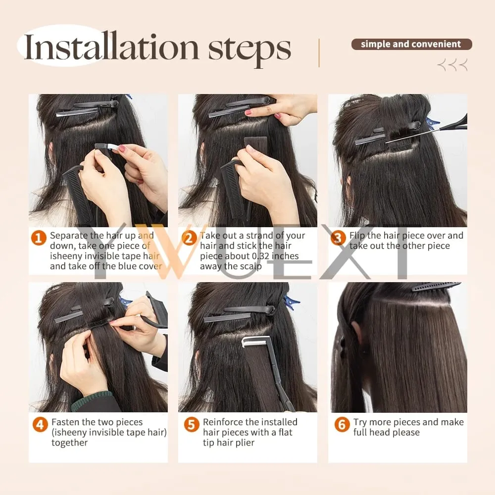 Invisible PU Skin Weft Hair Extensions Natural Straight Machine Remy Seamless Adhesive Tape In Human Hair 10pcs/pack — image 6