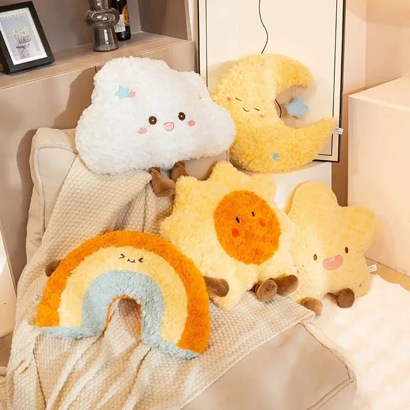 45cm Cute Rainbow Cloud Sun Moon Star Throw Pillow Cushion Rainbow Plush Toy Bedroom Decoration Doll Pillow Sofa Cushion — image 2