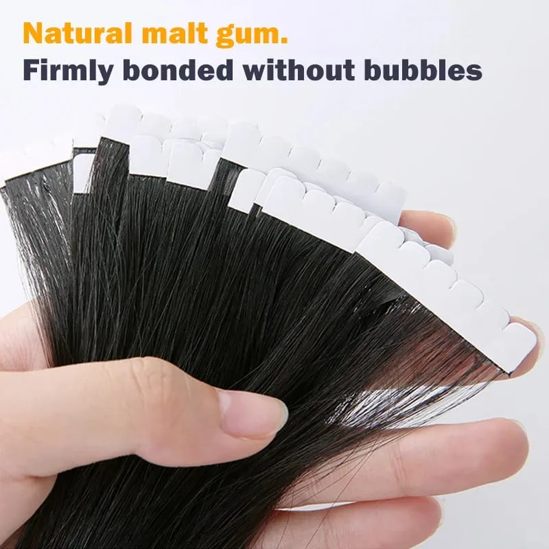 Mini Tape In Hair Extensions 100% Natural Human Hair Remy Quality Straight Seamless PU Tape Ins Brown blonde For Salon — image 3