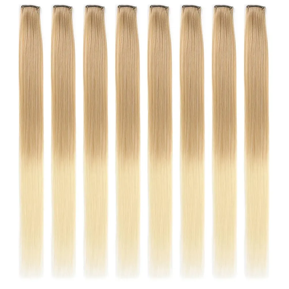 8pcs/pack Colored Party Highlights Clip in Hair Extensions for Girls 22 inches Multi-colors Straight Hair Synthetic Hairpieces — image 12