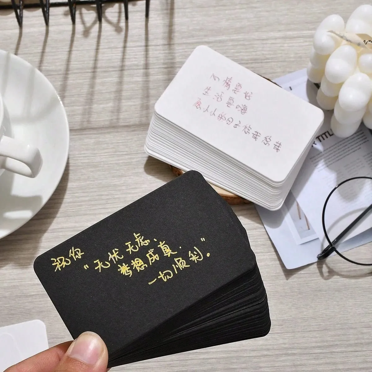 100Pcs Blank Cards 9x5.5cm Thick Cardstock Business Gift Cards Message Note Cards School Supplies White Black — image 4