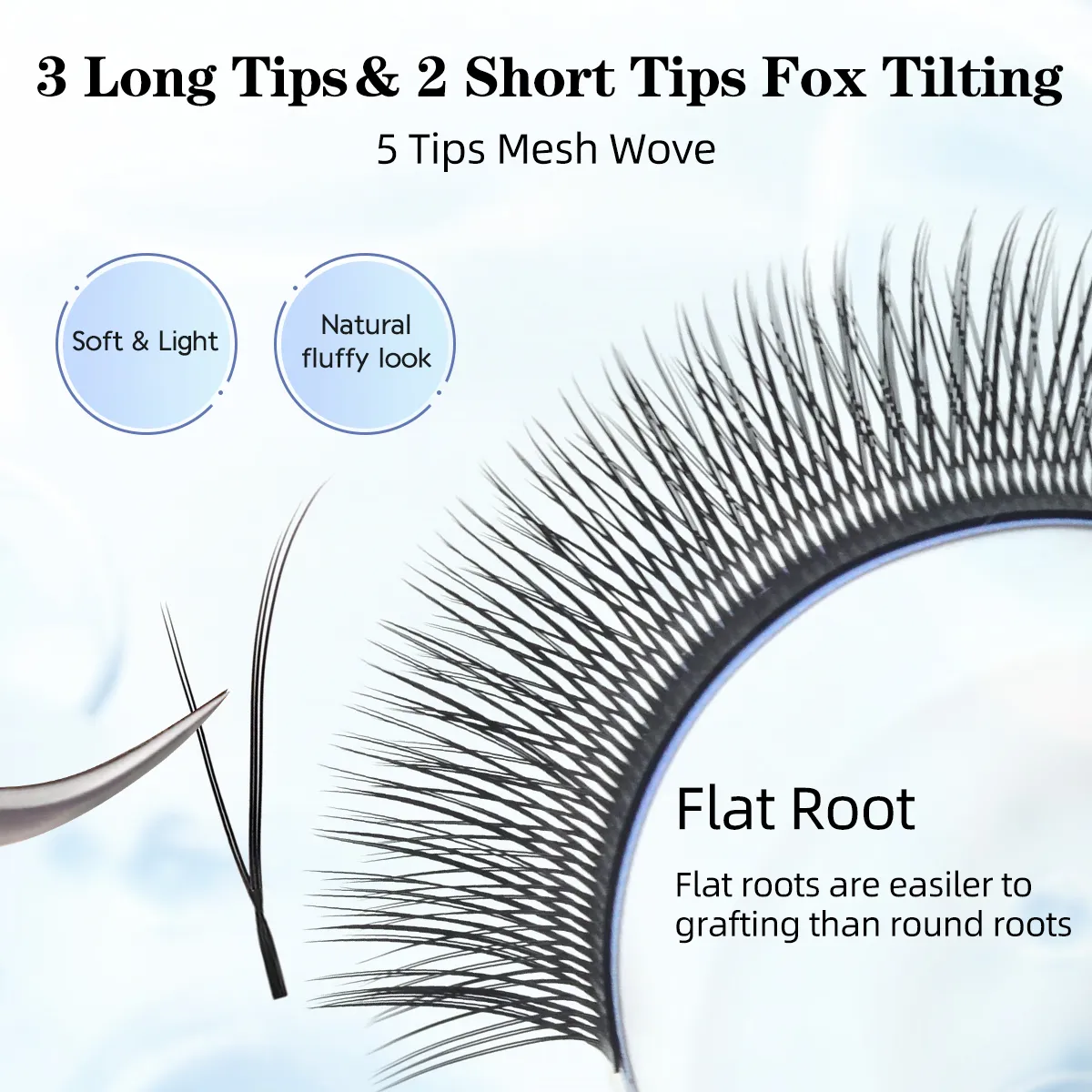 Lashonly Fox YY Faux Mink Eyelash Extensions 16 Lines Soft Natural Premium Flat Root Mesh Net Cross Flying YY Lashes for Fox Eye — image 4