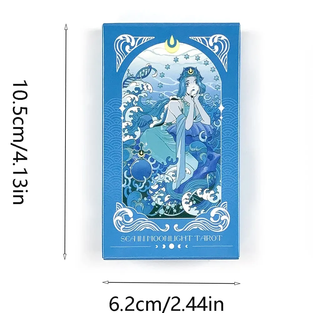 Sea in Moonlight Tarot Cards 78 Card Blue Ocean Mermaid English Version Divination Board Game Card Games & Gift Giving — image 6