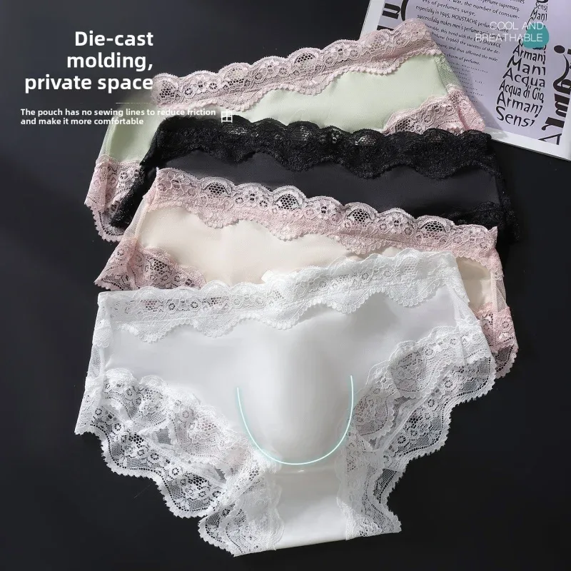 3 Pack Male Full Lace Side Briefs Ice Silk Satin 3D Molded Pouch Mid Rise Soft Smooth Men Underpants — image 13