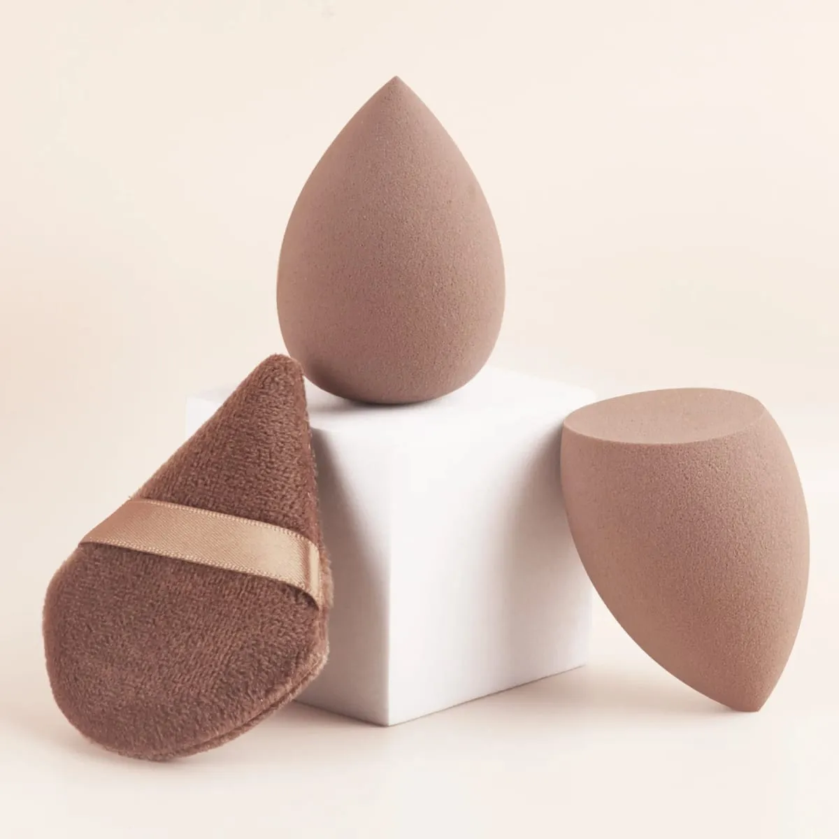 8Pcs Brown Coffee Makeup Brush Set Powder Blush Foundation Eyeshadow Brushes With Triangle Puff — image 6