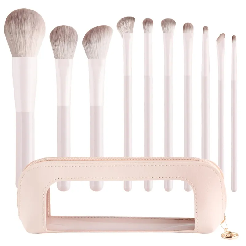 13Pcs Soft Bristle Beige Makeup Brushes with Large Round Powder Brush Detail Eyeshadow Brush Nose Shadow Brush + Storage Bag S — image 8