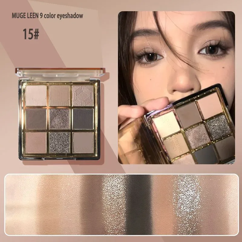 9 Colors Eyeshadow Palette Earth-toned Pearl Matte Shimmer Eye Shadow Shiny Sequins Eye Contouring Pigments Metallic Eyes Makeup