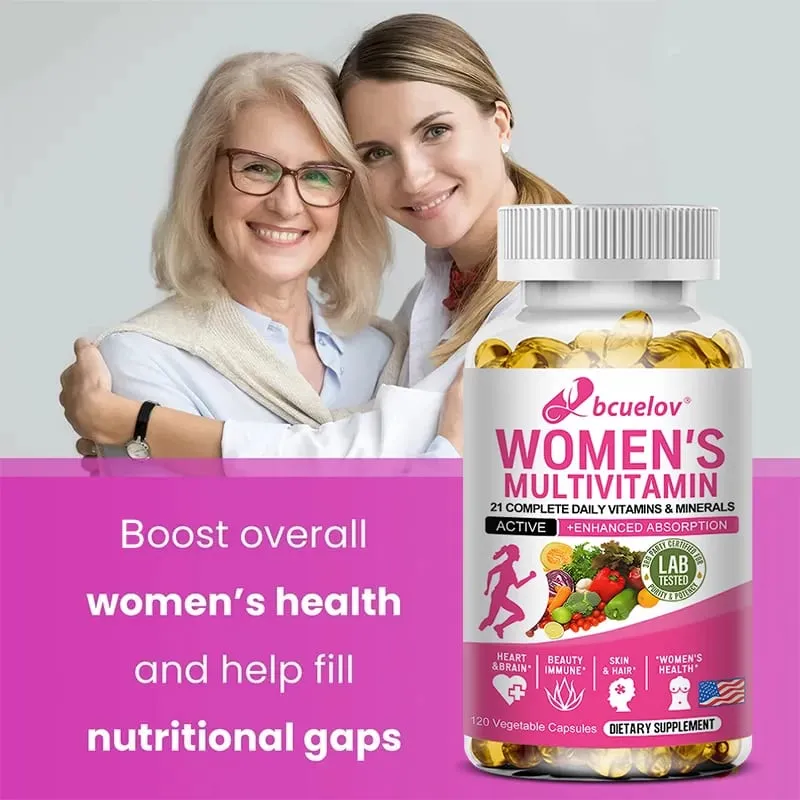 Daily Multivitamin for Women Capsules - Multivitamin and Multimineral Supplement for Skin Hair Health Energy Immune Support