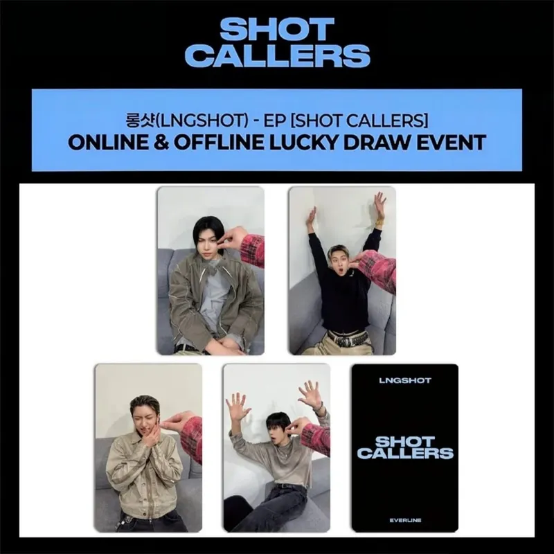 4PCS Kpop Hot Boy Group LNGSHOT Album "SHOT CALLERS" EVERLINE HD Discount Card OHYUL LOUIS RYUL WOOJIN Small Cards Photocards