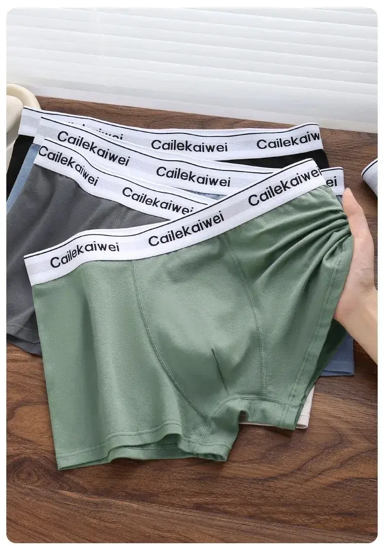 5Pcs/Lot Underwear Man High Quality Pure Cotton Antibacterial Flat-leg Pants Breathable Four-corner Waistband Men's Boxer Briefs — image 2