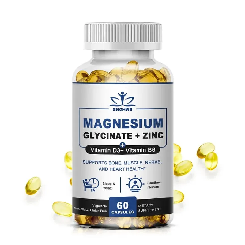 Magnesium & zinkkapslar för muskelled benenzym & hjärthälsa Vila & avkoppling Magnesiumglycinattillskott — image 9