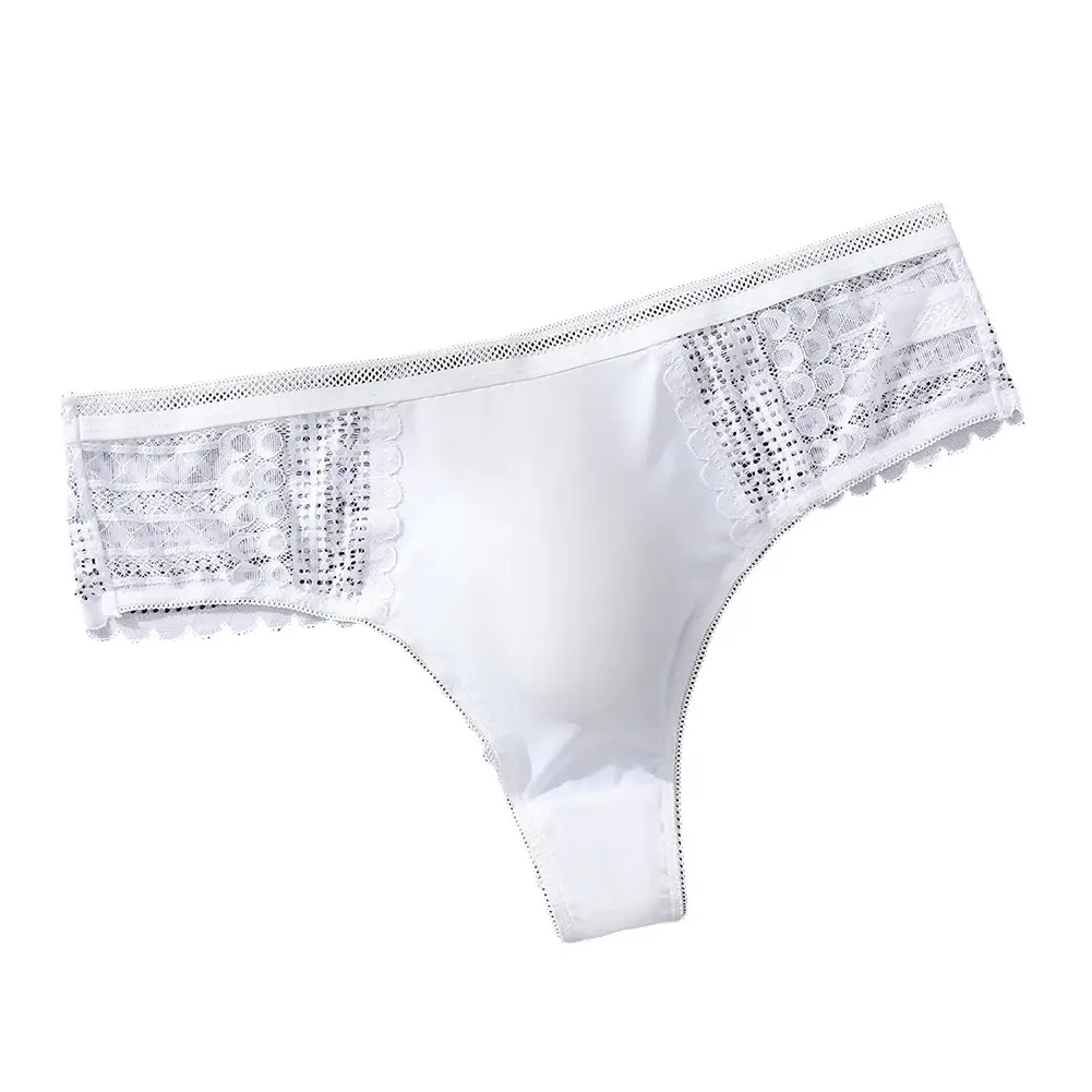 1pc Men's Sexy Lace Briefs Seamless Ice Silk G-String Underwear 3D Bulge Pouch Solid Thong High Elastic Breathable Panties — image 7