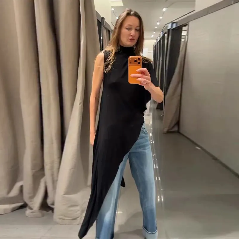 Asymmetric Hem Puff Sleeve Midi Dress Solid Boat Neck Slim Fit 2026 Summer Chic Elegant Party Women Evening Office Evening Gown — image 11