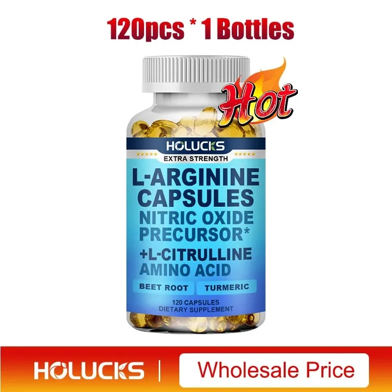 L Arginine Capsules with L-Citrulline Nitric Oxide Booster for Stamina Muscle Energy & Vascularity for Men's Extra Strength