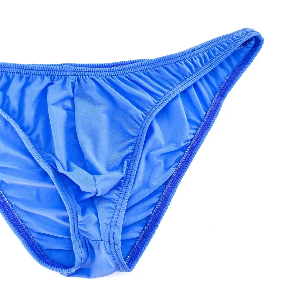 Solid Color Nylon Briefs Men Big Bulge Sexy Underwear Translucent Ice Silk Low Waist Bikini Panties U Convex Male Panties — image 15