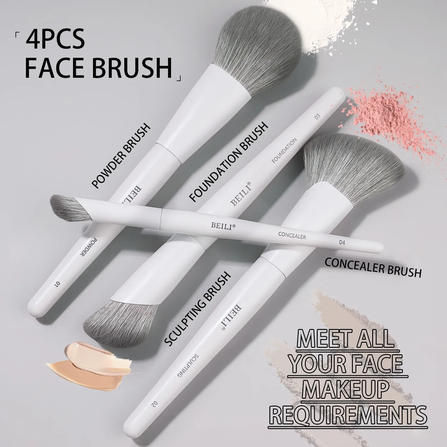 12-Piece Vegan Makeup Brush Set for Powder Foundation Concealer Eyebrows Eyeshadow Contour Eyeliner Blender Eye Brushes