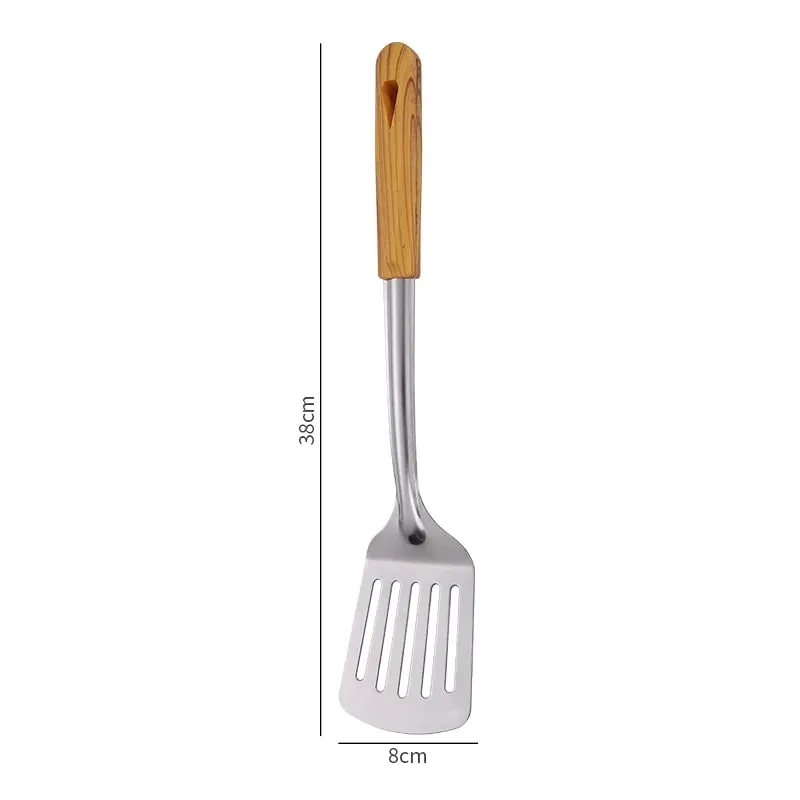 Stainless Steel Spatula Spoon Wood Handle Cooking Shovel Ladle Kitchen Utensils Baking Cooking Tools Kitchenware Cookware — image 11