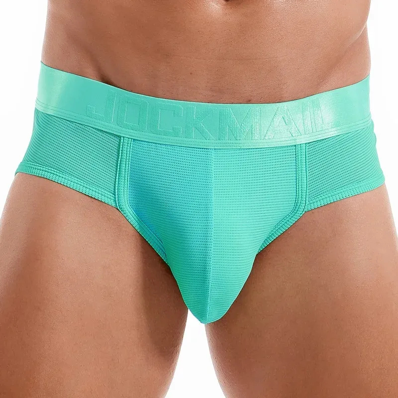 Jockmail Mens Underwear Briefs Mesh Breathable Sports Fitness Shorts Solid Color Sexy Low-rise Lingeries for Extreme Panties — image 40