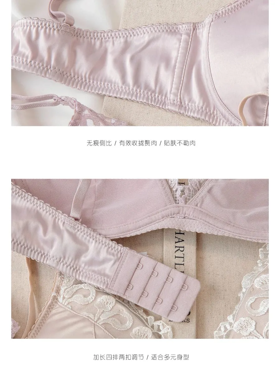 French Style Lingerie Set for Women Thin Non-Wired Triangle Cup Bra Lace & Embroidery Design — image 4