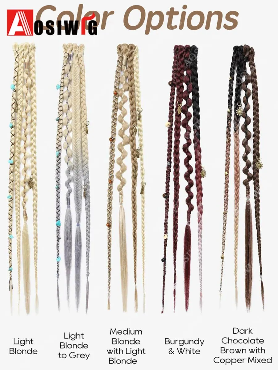 Ombre Synthetic Boho-style Small Twisted Braided Hair Extensions For Women Wig Braids BB Clip-on Spicy Girl Brown Boxing Braids — image 6