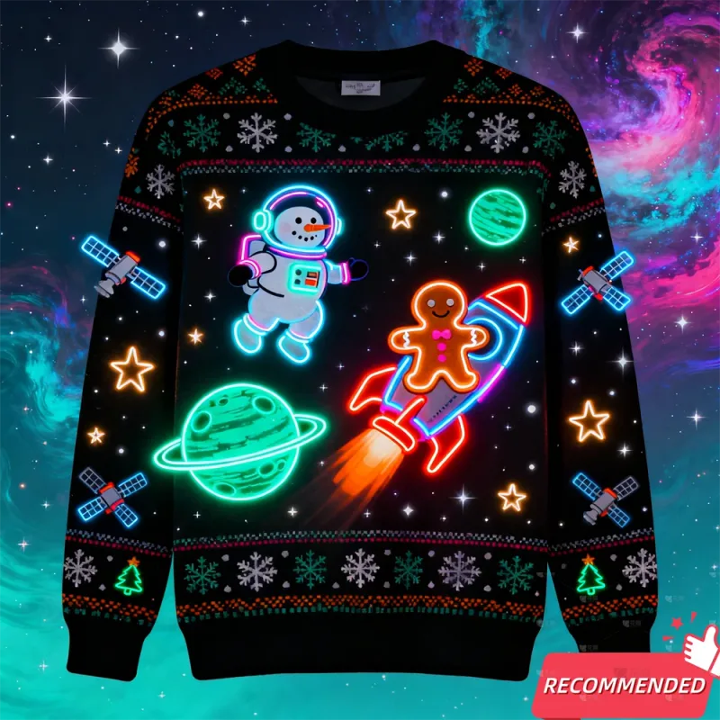 Fake Neon Light 3D Printed Ugly Xmas Sweater For Women Men Clothes Merry Christmas Snowman Funny Santa Jesus Pullovers Tracksuit — image 2
