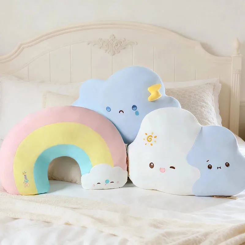 Yaratıcı Hava Serisi Gökkuşağı Bulut Peluş Yastık Yumuşak Sevimli Karikatür Kawaii Dolması Bebek Çocuklar Için kanepe yastığı Ev Dekor — image 9