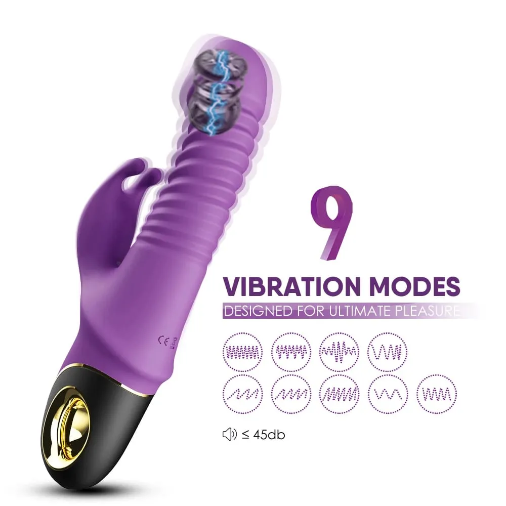 9 Mode Automatic Telescopic Rabbit Vibrator for Women G Spot Clitoral Stimulator Female Masturbator Adult Sex Toys