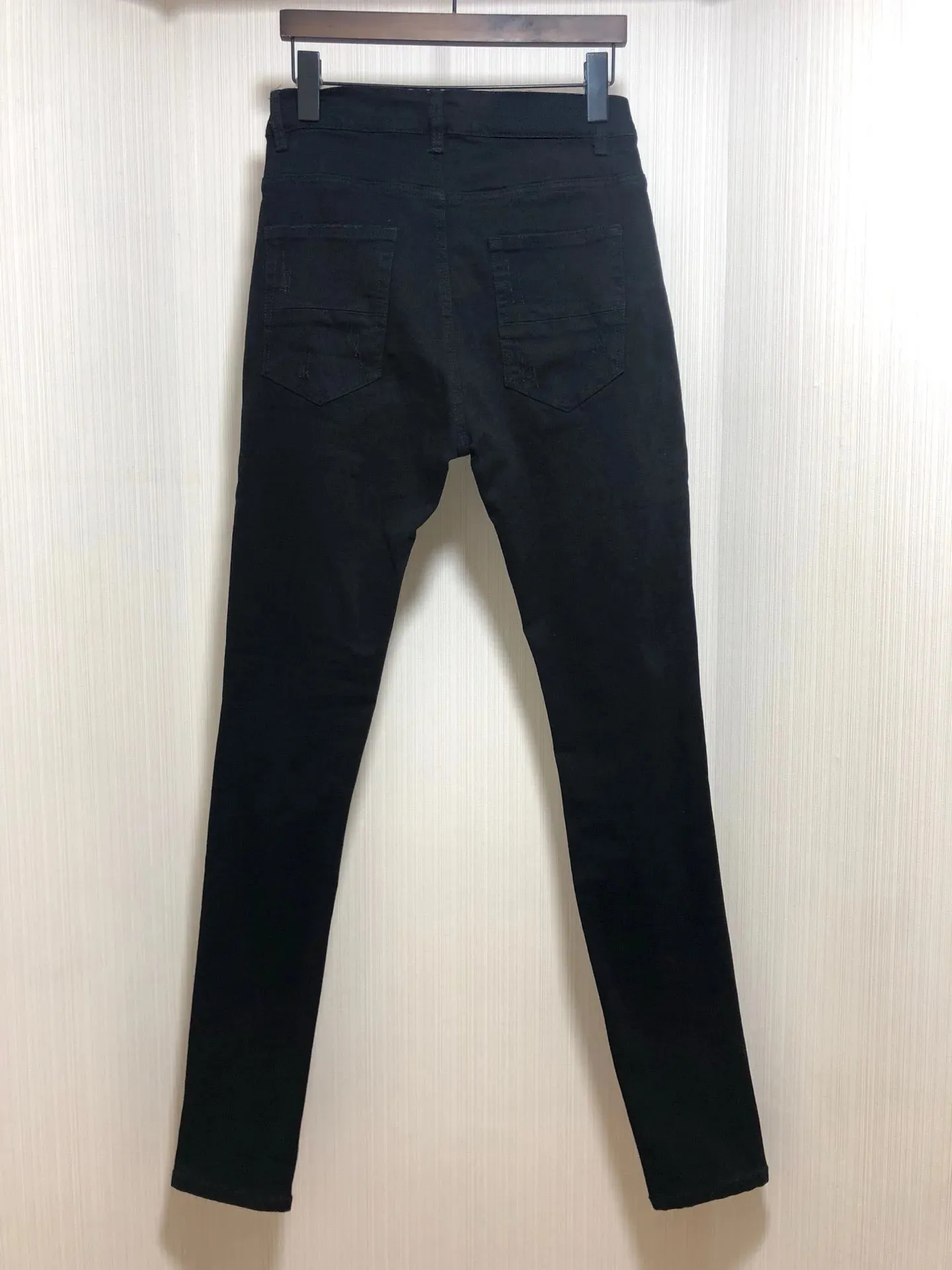 Men's Black Distressed Skinny Jeans ripped knee denim pants Destroyed Biker Style — image 2
