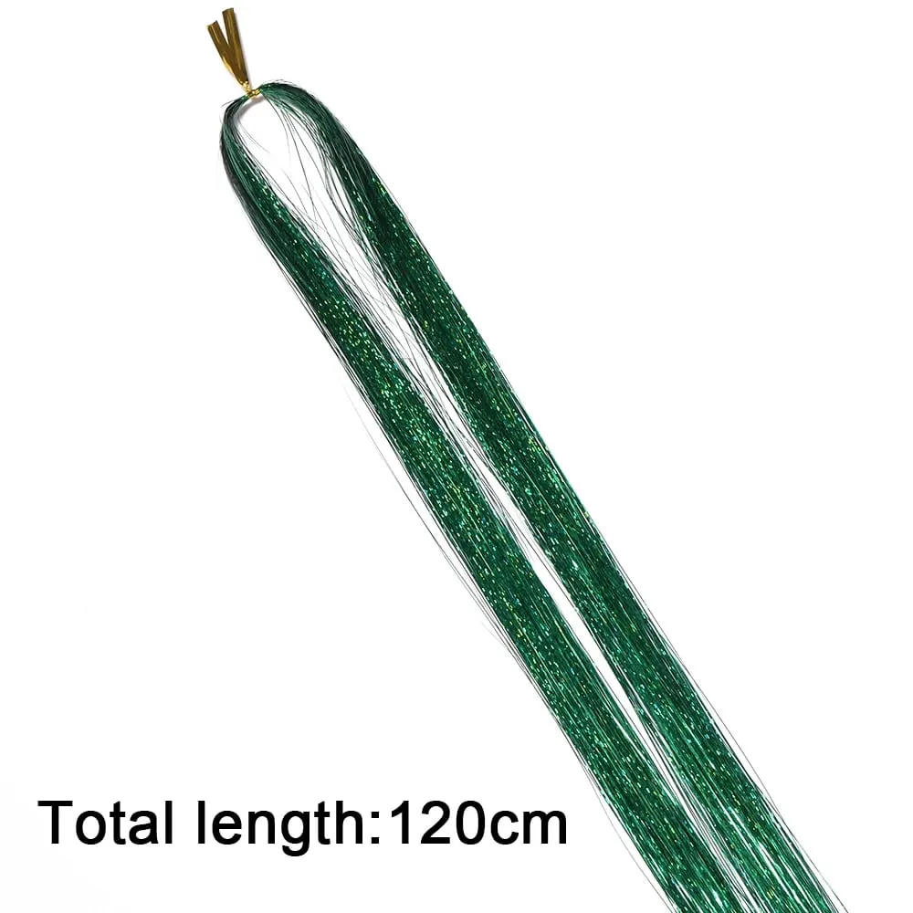 3pcs/pack 120cm Multicolor PET LLaser Hair Tinsel Strands Metallic Hair Extensions for DIY Party Cosplay Hair Decor Accessories — image 7