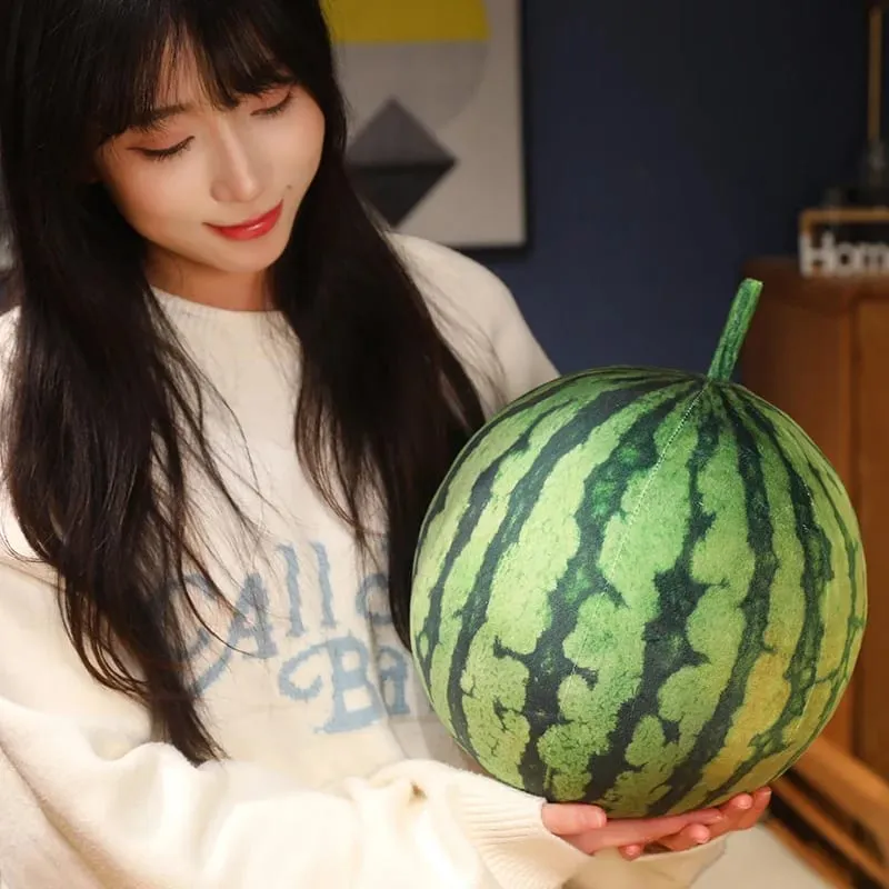 3D Simulated Watermelon Hug Pillow Round Long Watermelon Soft Plush Toys Fruit Sofa Cushion Suitable For Home Kids Gifts — image 4