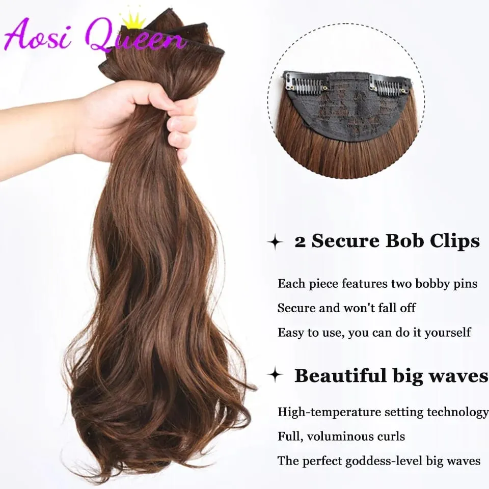 3Pcs/Set 6Clips Hair Extension Black Long Large Wavy Curls Natural Hair Hairpiece Heat Resistant Fiber For Women Hairstyle — image 4
