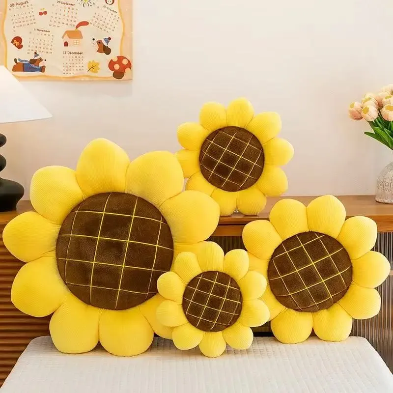Kawaii Plush Stuffed Doll Cute Sunflower Cushion for Kids Birthday Gift Soft Toy for Sofa Car Window Seat Decorative Pillow — image 4