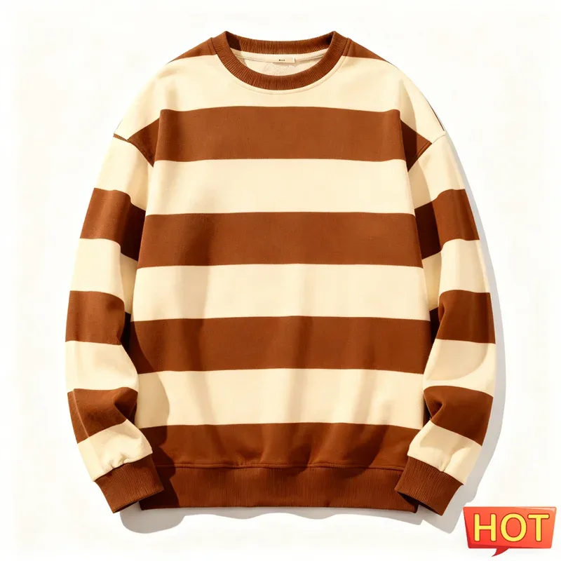 Retro Striped Graphic Sweatshirts For Men Simple Casual Long Sleeve 3D Printed Ugly Sweatshirt Loose Breathable O Neck Pullovers — image 9