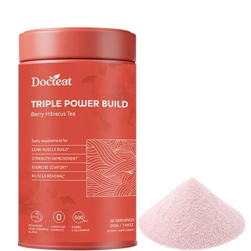 Docteat Creatine Monohydrate Powder with Creatine HCl L-Glutamine and Electrolytes for Muscle & Workout Support Berry Hibiscus