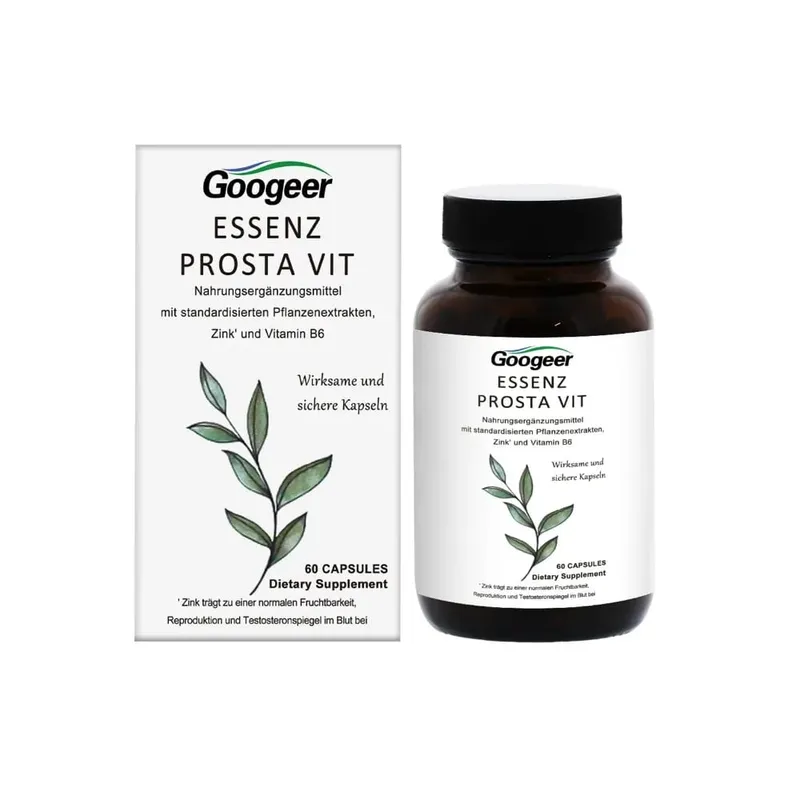 Googeer Men's Prosta Vit Essenz Capsules Bladder & Urinary Tract Health Support with Zinc Vitamin B6 Saw Palmetto 60 Count