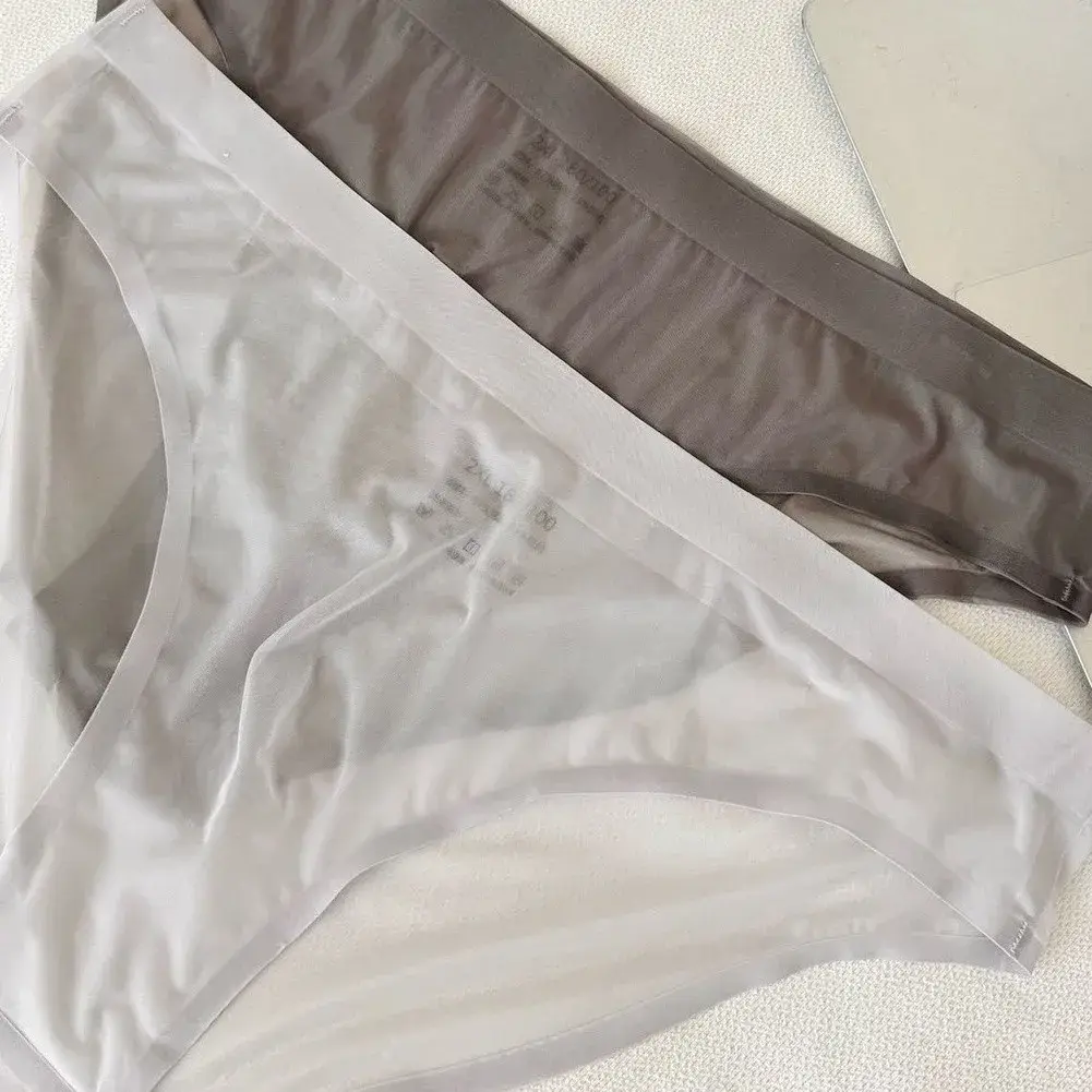 1 adet erkek Ultra-ince Şeffaf Dikişsiz Buz Ipek Külot 3D Bulge Kese Orta Bel Iç Çamaşırı Nefes Erkek Iç Çamaşırı — image 3