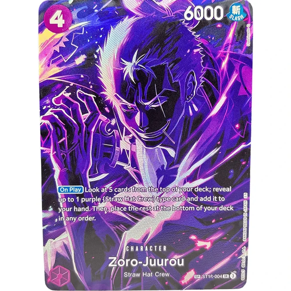 Collection Cards Roronoa Zoro ST18-004 EN Shining Creativity Rare Holographic Embossed Textured Foil Cards