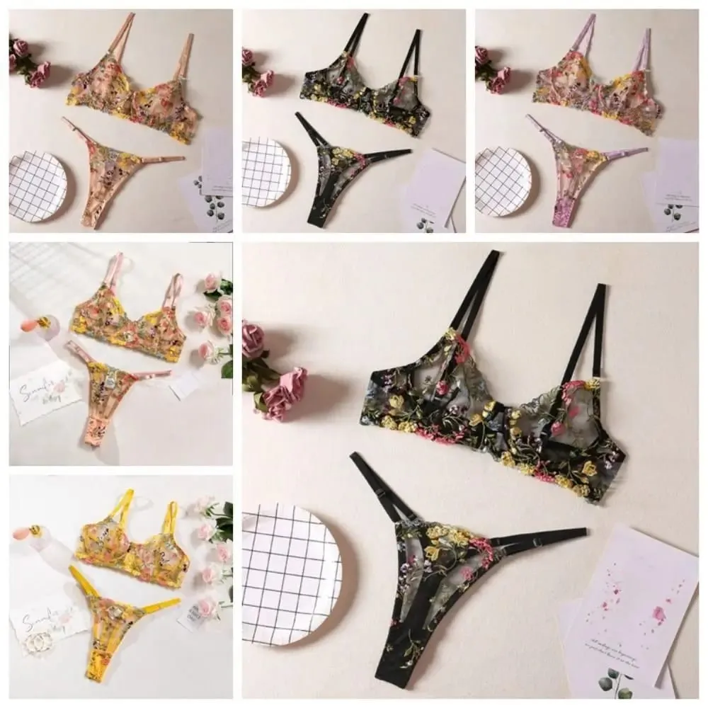 Sheer Intimates Transparent Lingerie Set Ultra-thin Push Up Panties Bra Set Elegant Bra Suit Women — image 4