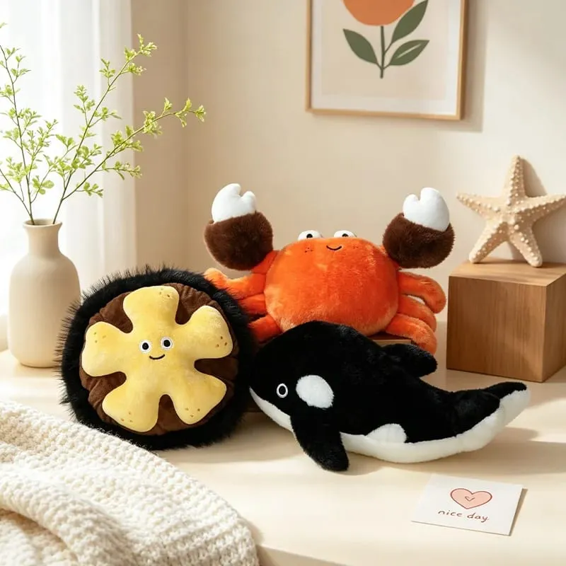 New Creative Ocean Plushies Sea Urchin Lanternfish Crab Orca Plush Throw Pillows Cute Marine Animal Decorative Cushions for Sofa — image 5