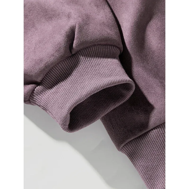 Marka fioletowa bluza męska zamszowa O Neck jesienno-zimowa workowate męskie bluzy Casual z długim rękawem 2026 nowe męskie topy — image 3
