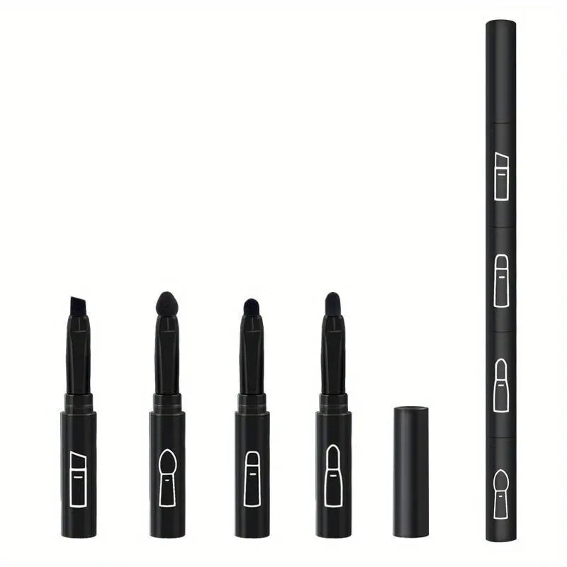 4-in-1 Portable Makeup Brush Set - Travel Friendly Detachable Mini Eyeshadow Eyebrow Eyeliner & Mascara Brushes Easy To Use