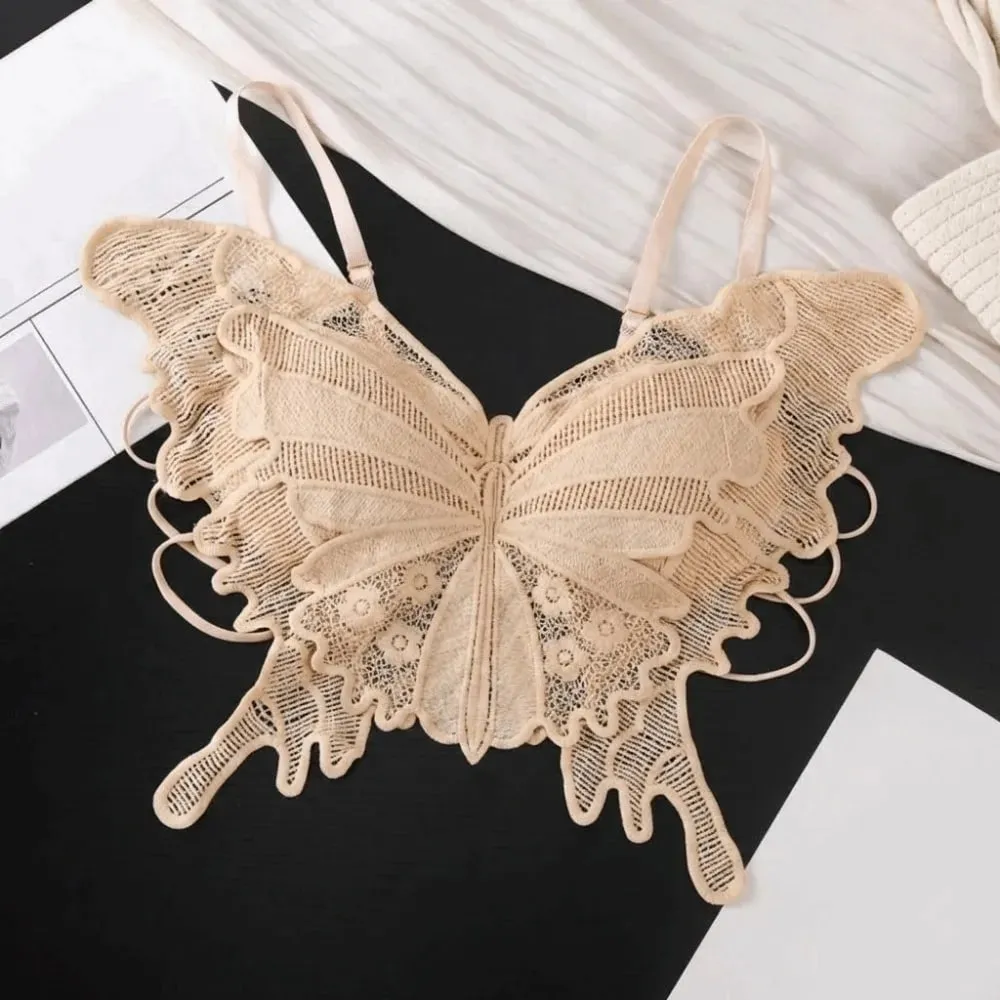 Fashion Backless Butterfly Bras Padded Slim Fit Lace Camisole Flower Korean Style Hollow-out Vest Tops Streetwear — image 11
