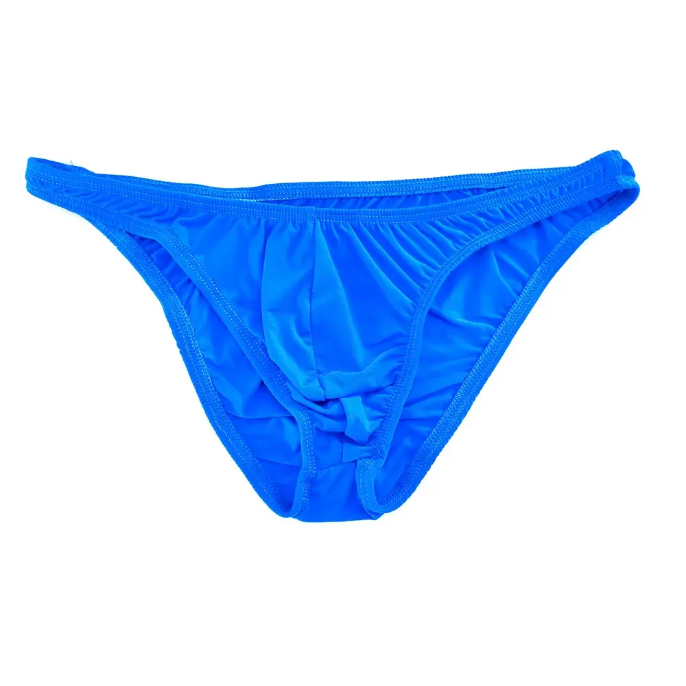 Solid Color Nylon Briefs Men Big Bulge Sexy Underwear Translucent Ice Silk Low Waist Bikini Panties U Convex Male Panties — image 5