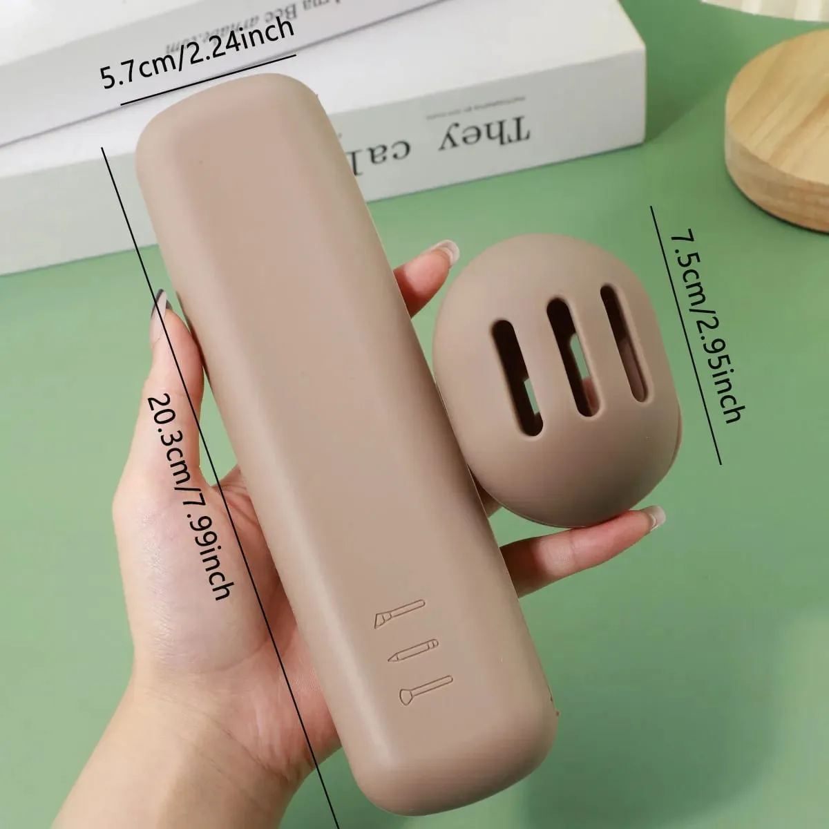 2PcsTravel Makeup Brush Holder Silicone Cosmetic Brushes Bag Makeup Sponge Case Portable Waterproof Makeup Tools para sa mga Babae — image 3