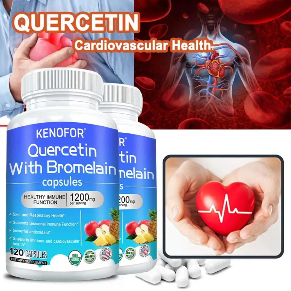 Quercetin Bromelain Capsules - Supports Immune Cardiovascular & Respiratory Health Antioxidant Supplements — image 2