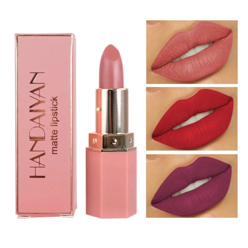 Fugtgivende mat læbestift 6 nuancer Langvarig Ikke-overførsel Nude Lip Gloss HANDAIYAN Kosmetik til damer — image 4