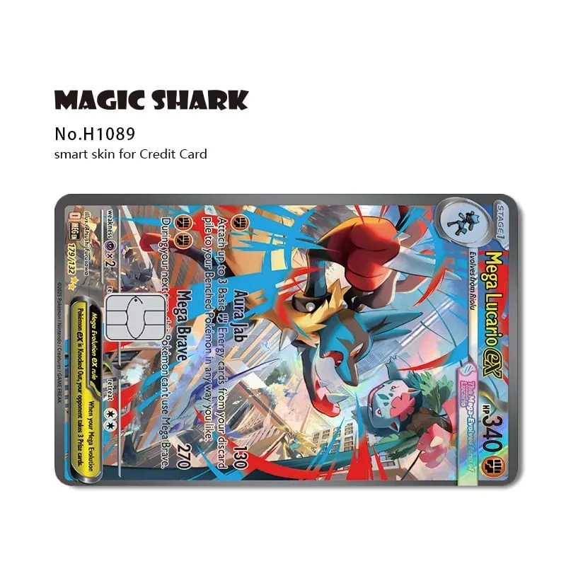 Magic Shark Mew Charizard EX Eevee Gengar Pikachu TCG Card Holographic Laser Skin Film Sticker for Bank Credit Card — image 27